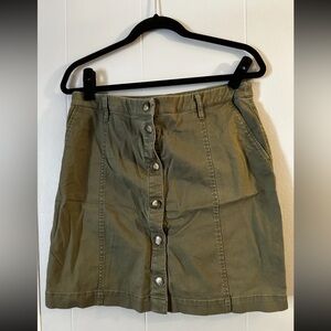 J. Crew Khaki Button-Front Mini Skirt